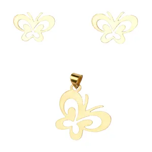 نیم ست طلا 18 عیار زنانه کرابو طرح پروانه مدل Kr8000