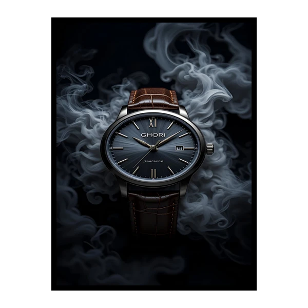 تابلو نوری بکلیت طرح دکوراتیو لوکس مدرن ساعت مچی مدل B-bu7130 فریم مشکی