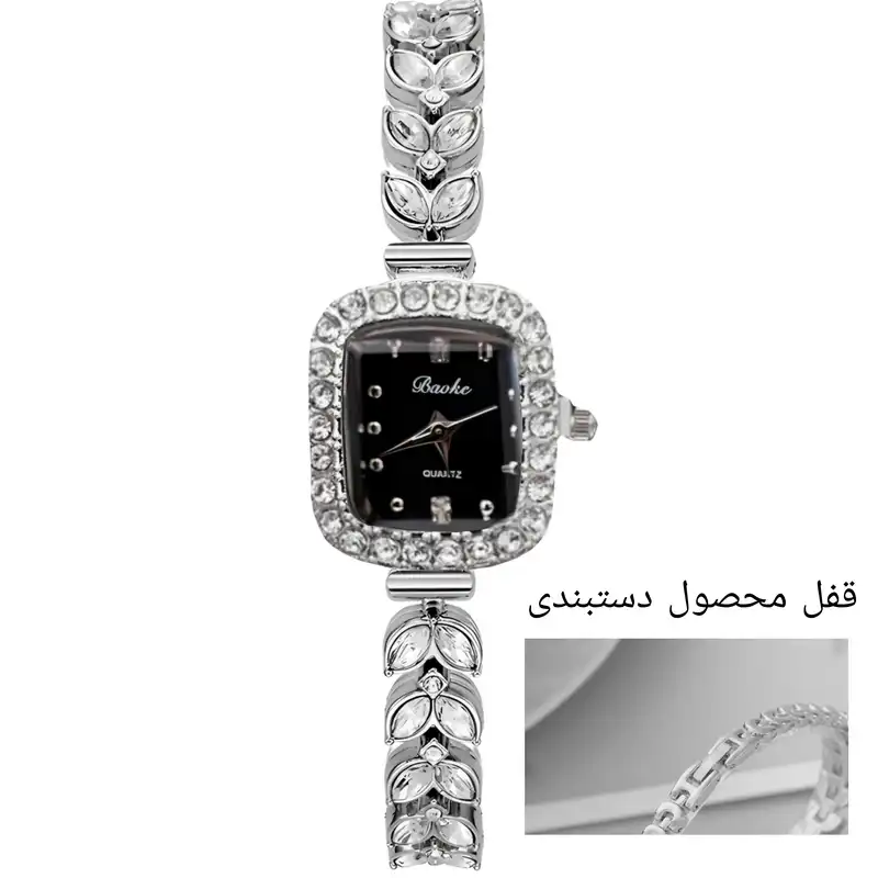 ساعت مچی عقربه ای زنانه بااُک مدل بند نگین گندمی دور نگین کد 2