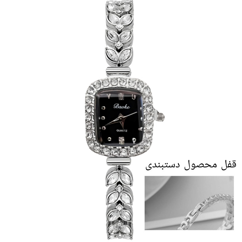 ساعت مچی عقربه ای زنانه بااُک مدل بند نگین گندمی دور نگین کد 2 ساعت مچی عقربه ای زنانه بااُک مدل بند نگین گندمی دور نگین کد 2