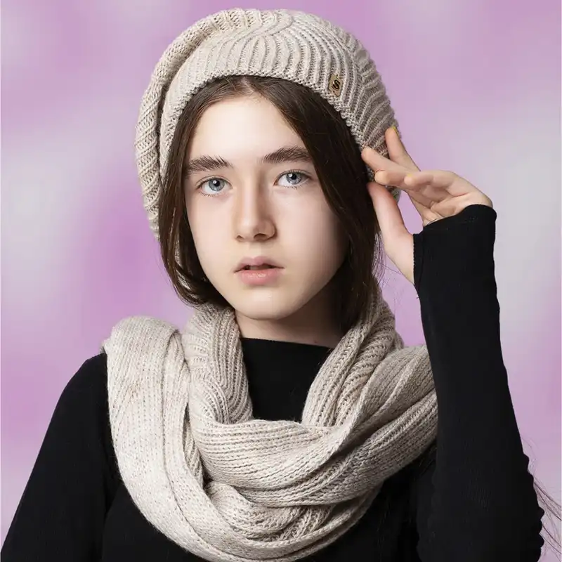ست کلاه و شال گردن بافتنی سام مدل 414