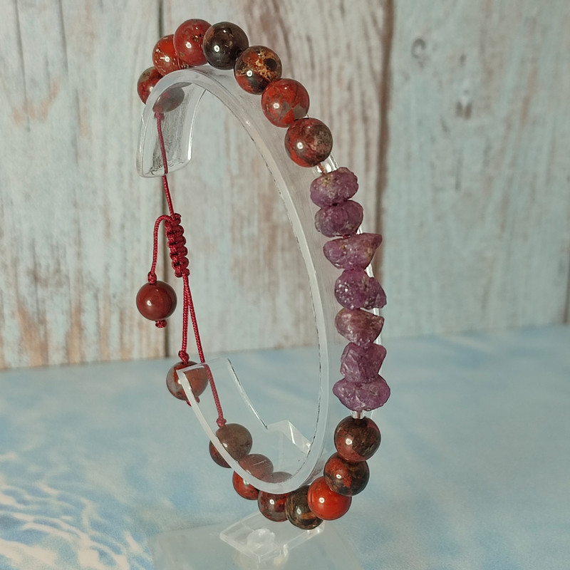 دستبند مدل یاقوت سرخ و جاسپر طبیعی 324 دستبند مدل یاقوت سرخ و جاسپر طبیعی 324