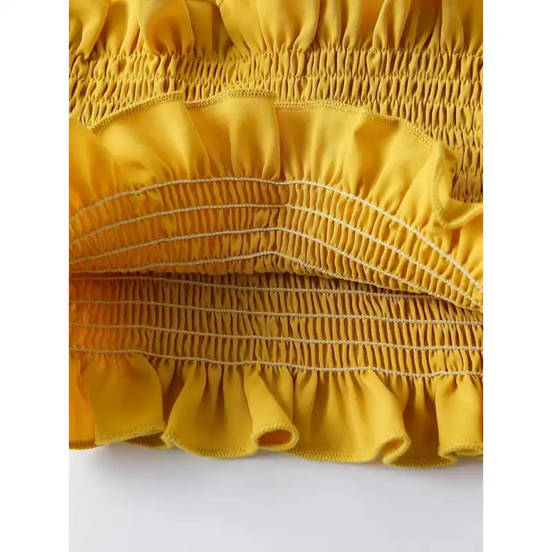 ست نیم تنه و دامن زنانه مدل تابستانی رنگ زرد