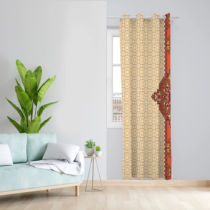 پرده طرح سنتی مدل مخمل پانچی کد  L 193 Z سایز 140x200 سانتی متر