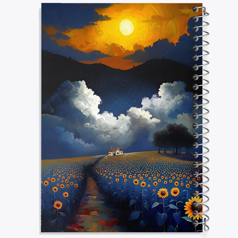 دفتر ژورنال نویسی 50 برگ خندالو مدل نقطه ای طرح مزرعه آفتابگردان کد F5089