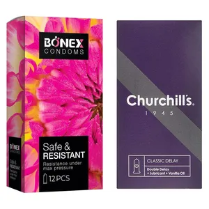 کاندوم چرچیلز مدل Classic Delay بسته 12 عددی به همراه کاندوم بونکس مدل Safe & Resistant بسته 12 عددی