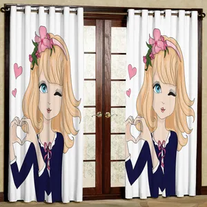   پرده مدل دختر و قلب هازان پانچی کد 22 D سایز 140x200 سانتی متر