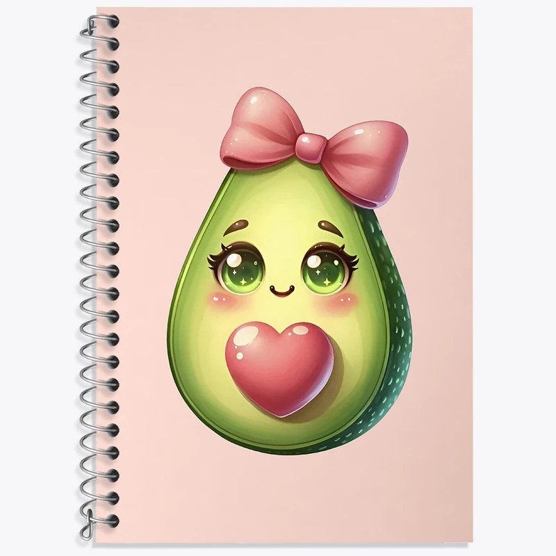 دفتر زبان 50 برگ خندالو مدل دو خط طرح آووکادو بامزه کد N4381