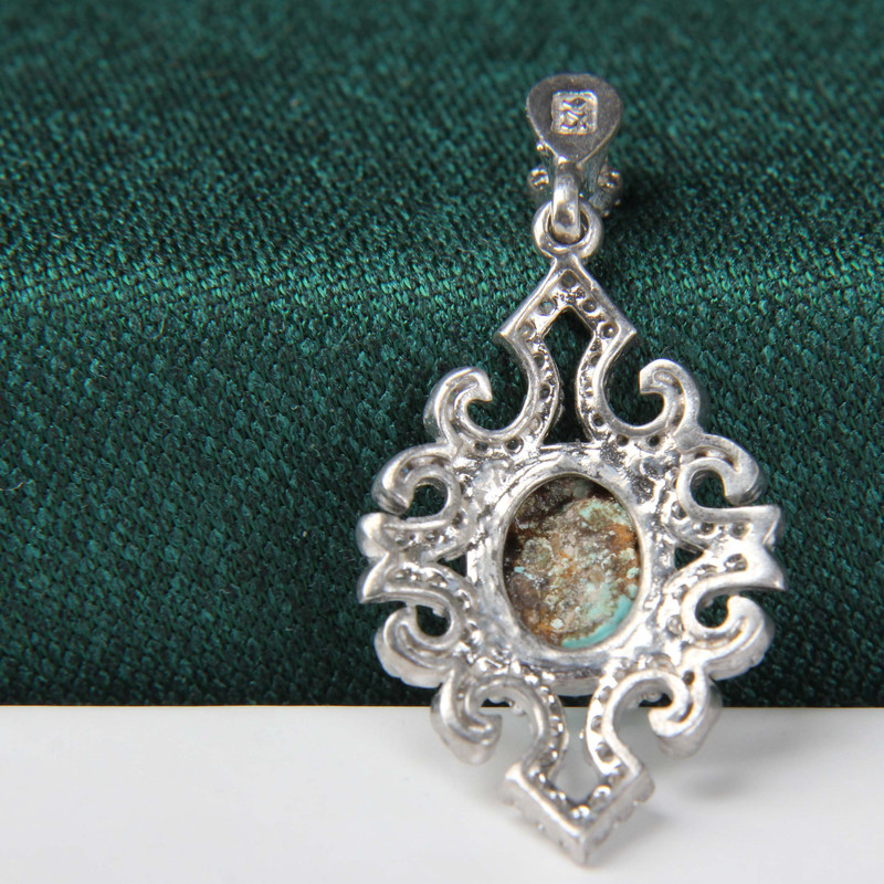 آویز گردنبند نقره زنانه مدل فیروزه نیشابور آبکاری رادیوم کد PKR_375 آویز گردنبند نقره زنانه مدل فیروزه نیشابور آبکاری رادیوم کد PKR_375