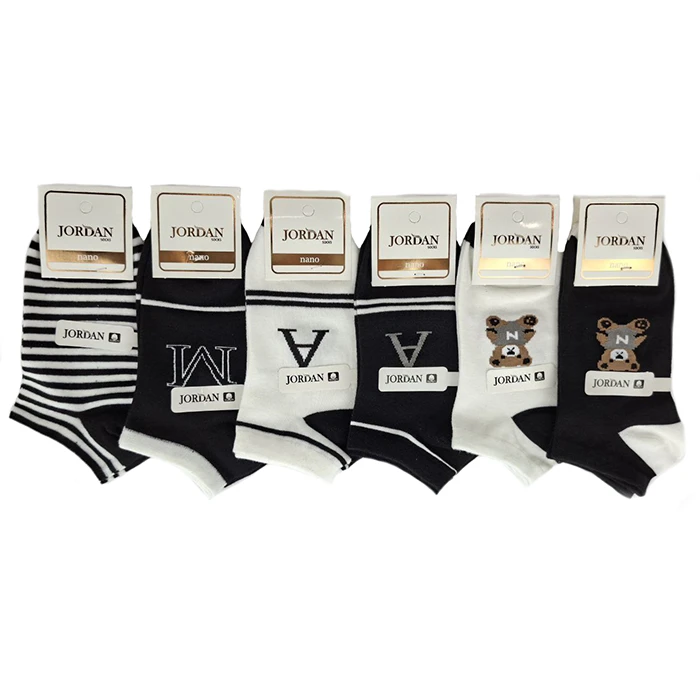 جوراب ساق کوتاه زنانه جردن مدل حروف وخرس بسته 6 عددی