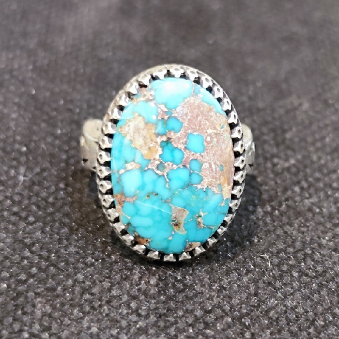 انگشتر نقره مردانه مدل  سنگ فیروزه نیشابور کد 630