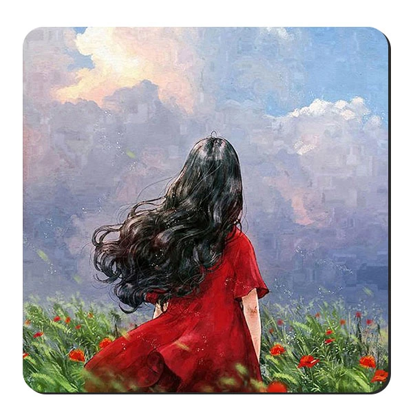  زیر لیوانی طرح دختر فانتزی در دشت گل کد nzl138