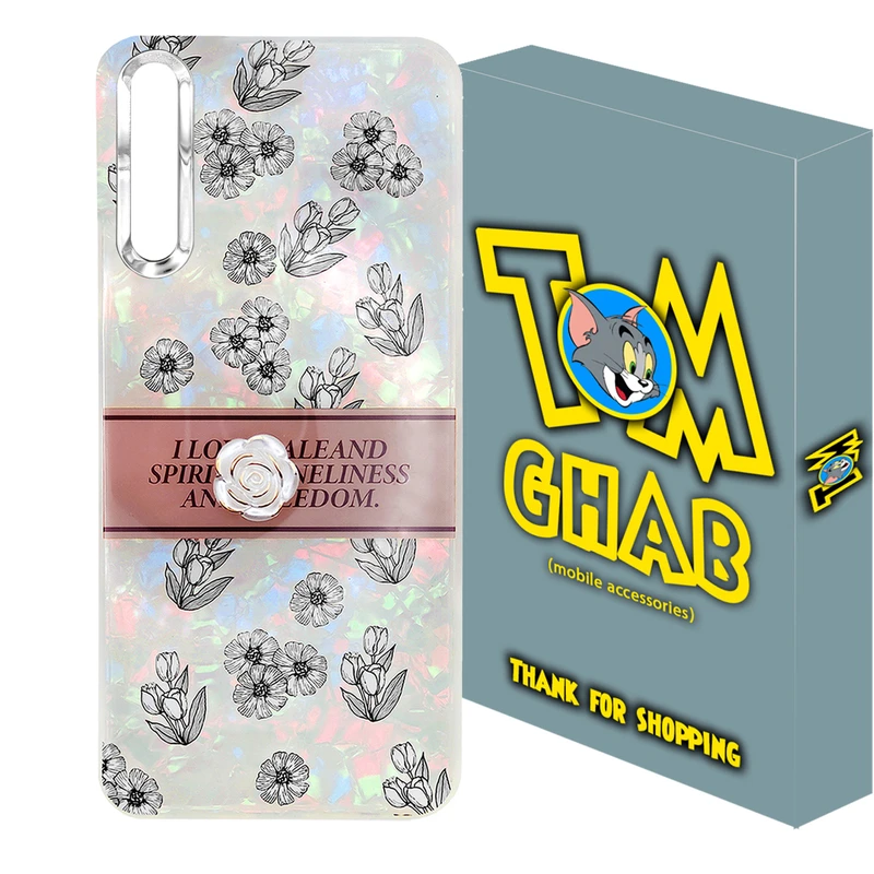 کاور تام قاب مدل ماربل طرح گل مناسب برای گوشی موبایل سامسونگ Galaxy A750 / A7 2018