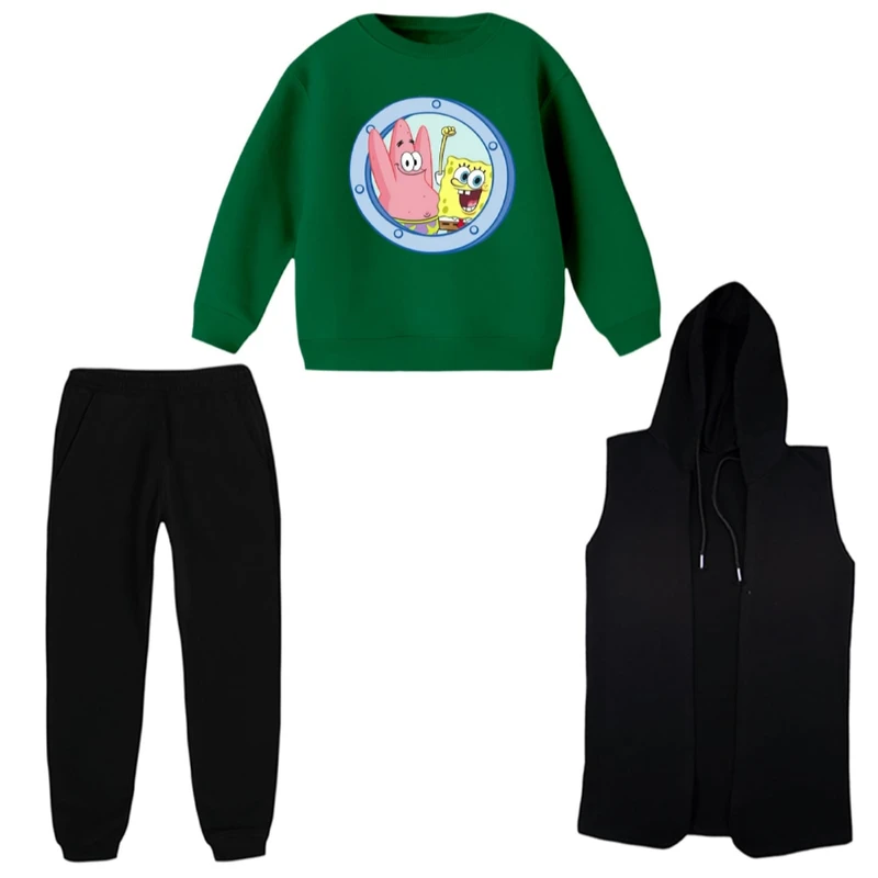 ست 3 تکه لباس راحتی بچگانه مدل باب اسفنجی کد ۱۱  