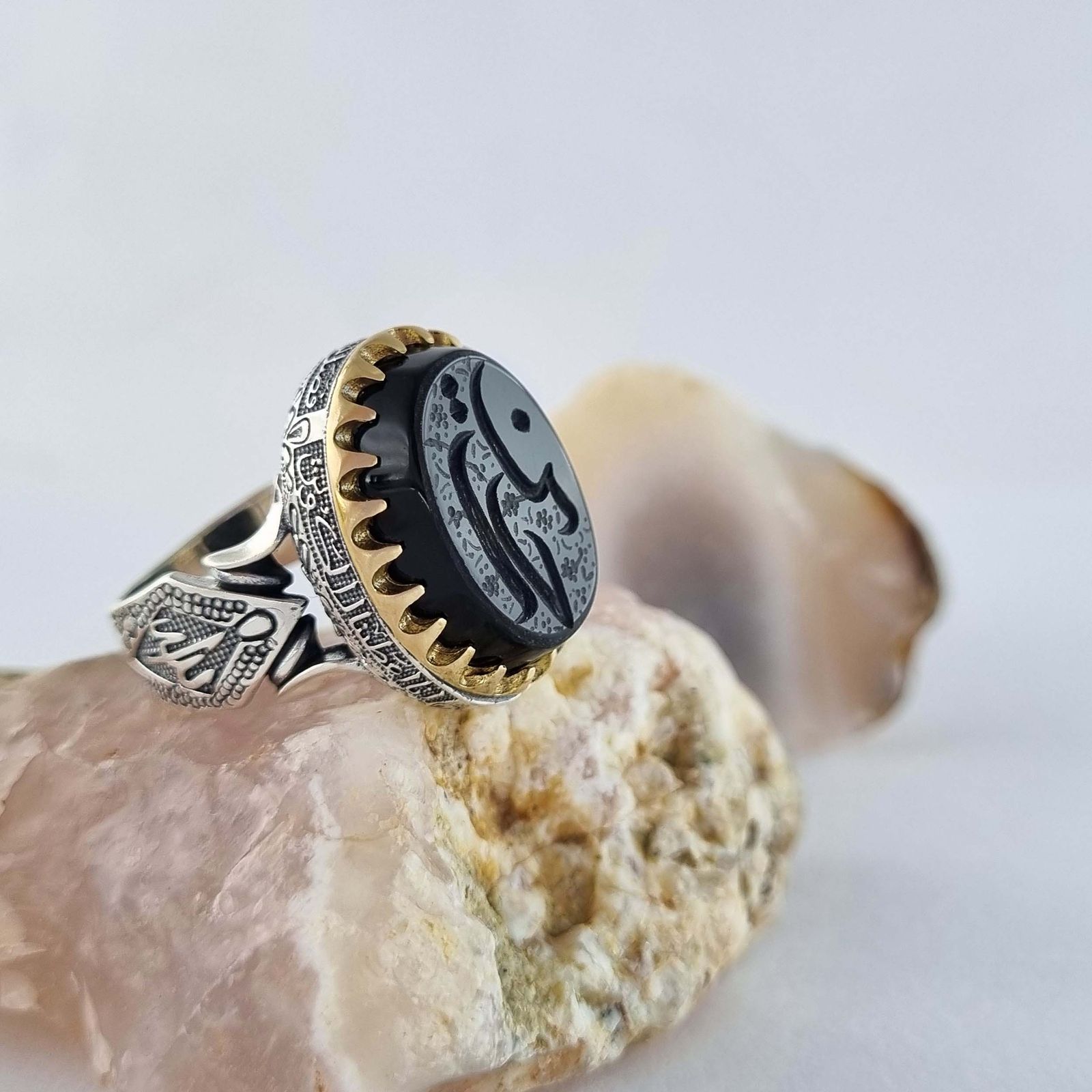 انگشتر نقره مردانه ملک زیور مدل سوره کوثر طرح حسین کد 416 - - 3