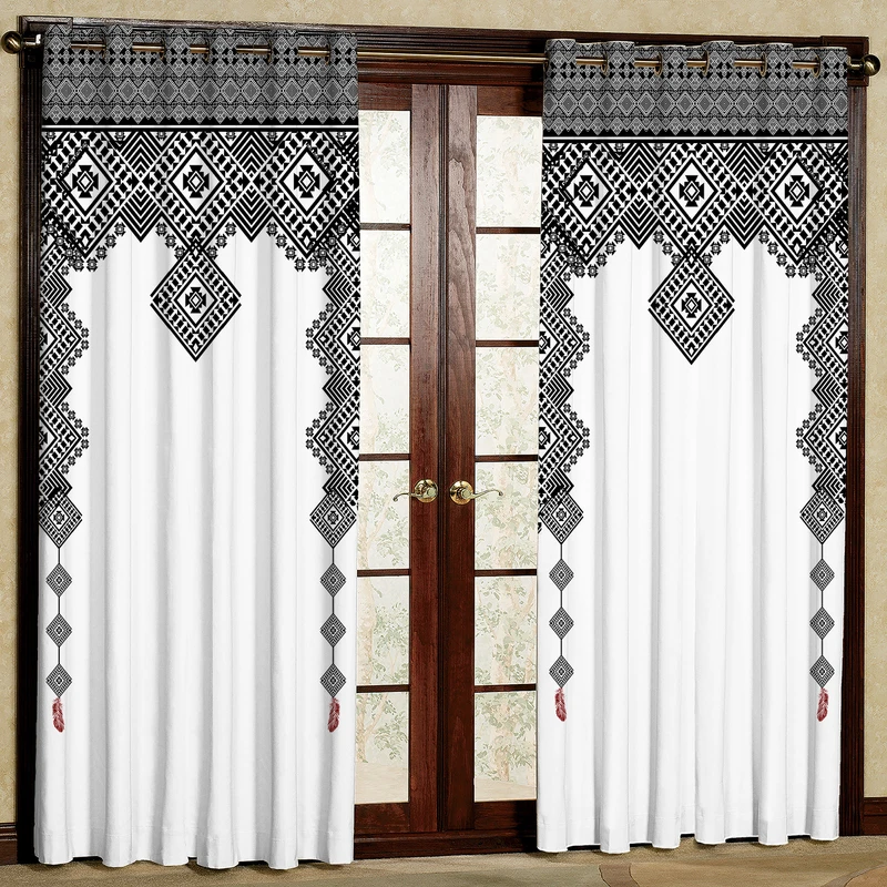 پرده بارمان دکور طرح لوزی مدل مخمل پانچی کد 5759 W سایز 140x280 سانتی متر
