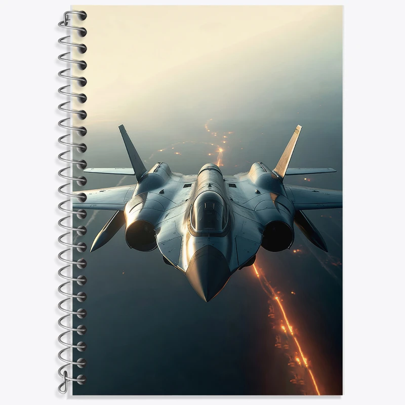 دفتر زبان 50 برگ خندالو مدل سه خط طرح هواپیمای جت کد F5235