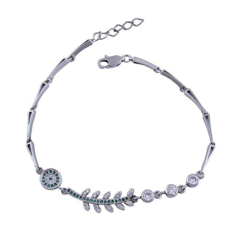 دستبند نقره زنانه بازرگانی میلادی مدل نگین کوارتز بدون ریزش ابکاری رادیوم کد DP_775