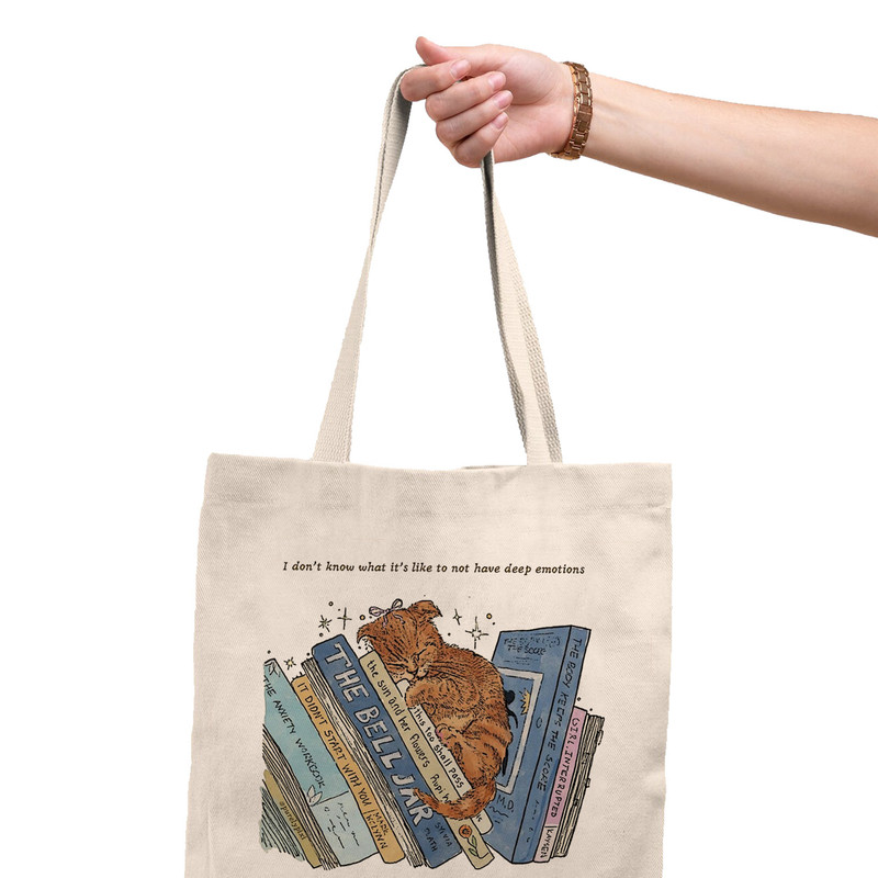 ساک خرید ترمه طراحان ایده مدل گربه و کتاب کد strm0655 - L