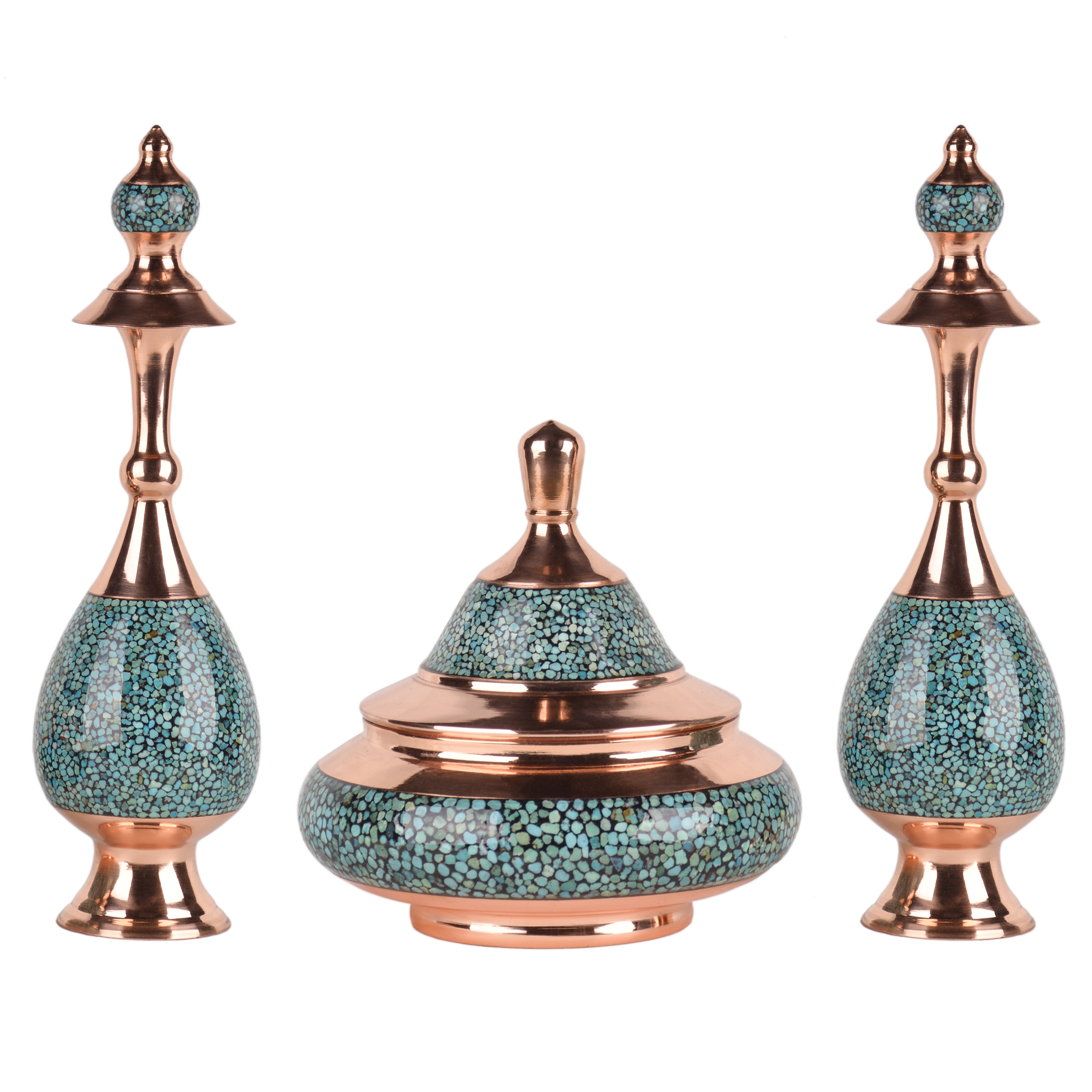 ست 3 تکه شکلات خوری و تنگ فیروزه کوبی هنرلوکس کد FTS28
