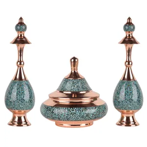 ست 3 تکه شکلات خوری و تنگ فیروزه کوبی هنرلوکس کد FTS28