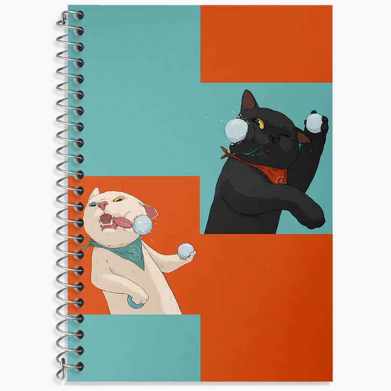 دفتر زبان 50 برگ خندالو مدل سه خط طرح گربه های بامزه کد N4009