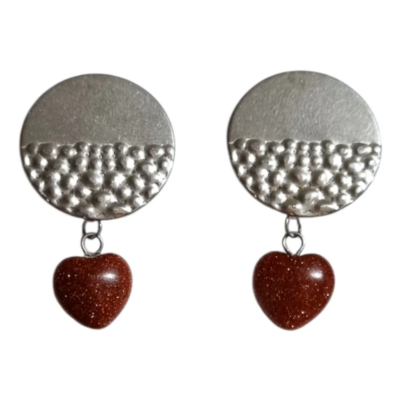 گوشواره زنانه مدل سنگ دلربا طرح قلب