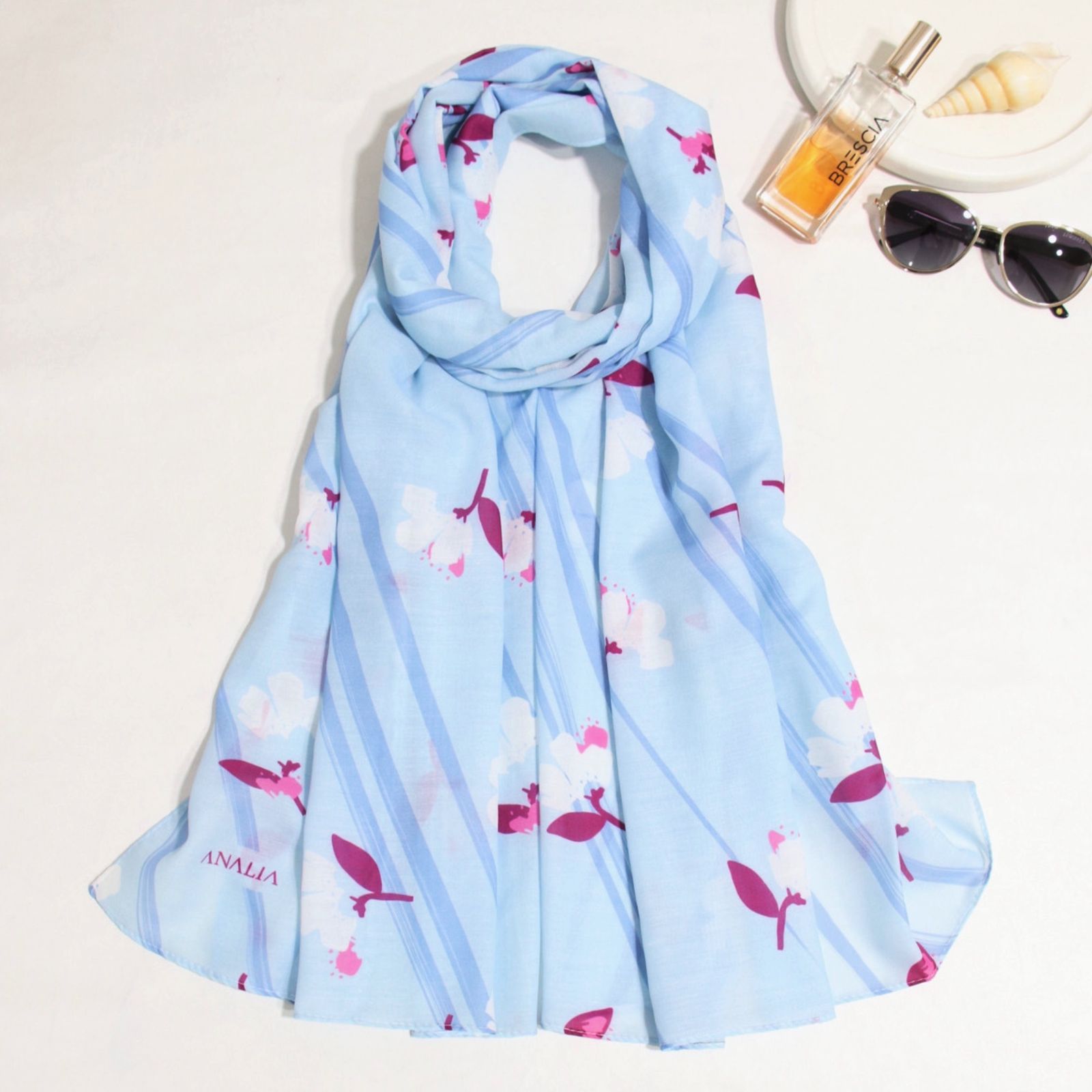 شال زنانه مدل نخی تابستانه خنک با طرح گل گلی کد ana-7086 -  - 25