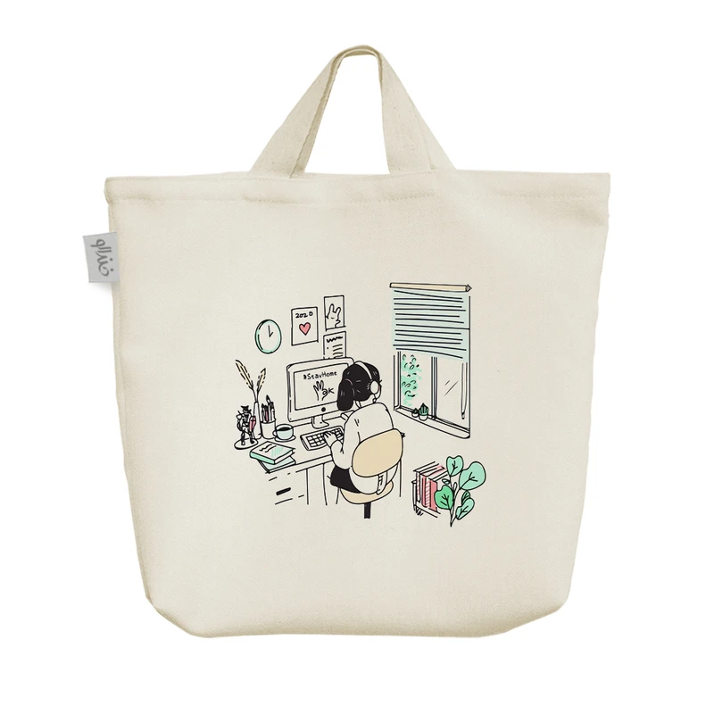 ساک خرید خندالو مدل در خانه بمان کد 7964