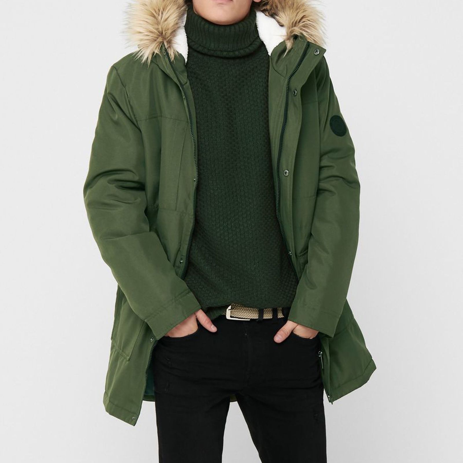 کاپشن مردانه اونلی اند سانز مدل LONG PARKA 002 -  - 3
