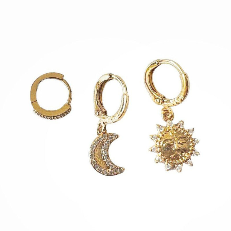گوشواره زنانه وای اس ایکس مدل ماه مجموعه 3 عددی