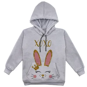 هودی دخترانه مدل خرگوش F05 رنگ طوسی