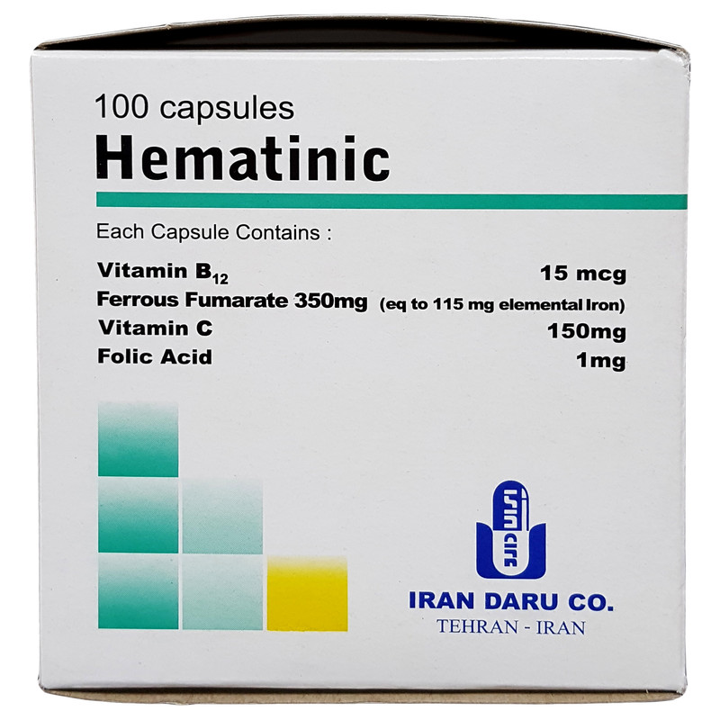 کپسول هماتینیک ایران دارو بسته 100 عددی