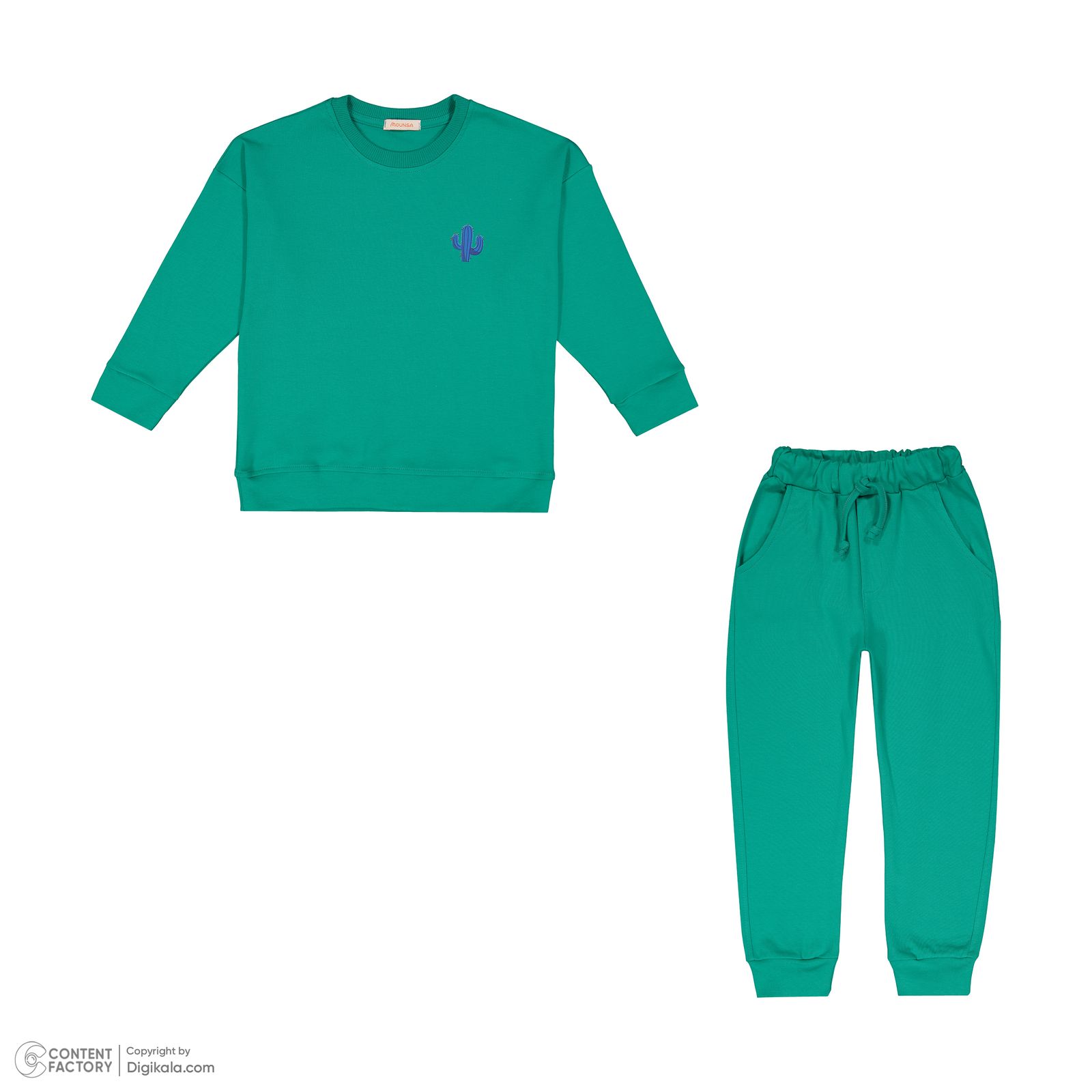 ست تیشرت آستین بلند و شلوار بچگانه مونسا مدل 042 رنگ سبز  -  - 5