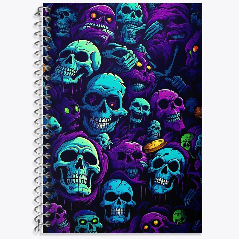 دفتر زبان 50 برگ خندالو مدل دو خط طرح اسکلت (Skeleton) کد F996