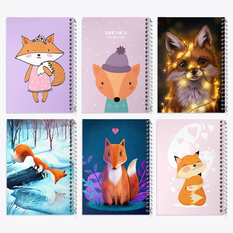 دفتر مشق 50 برگ خندالو طرح روباه بامزه کد 885 مجموعه 6 عددی