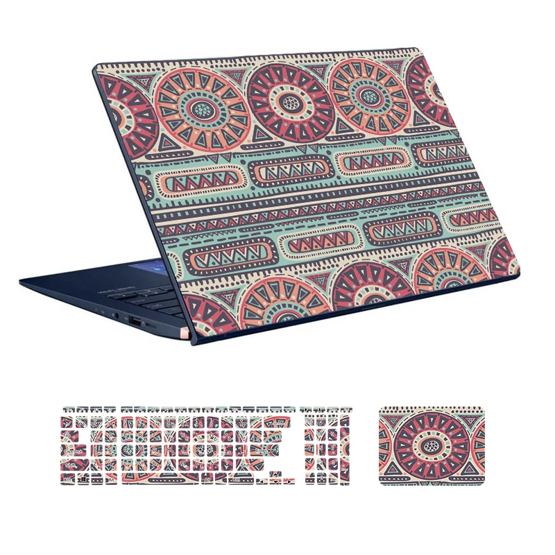 استیکر لپ تاپ توییجین و موییجین طرح Ethnic کد 04 مناسب برای لپ تاپ 15.6 اینچ به همراه برچسب حروف فارسی کیبورد 