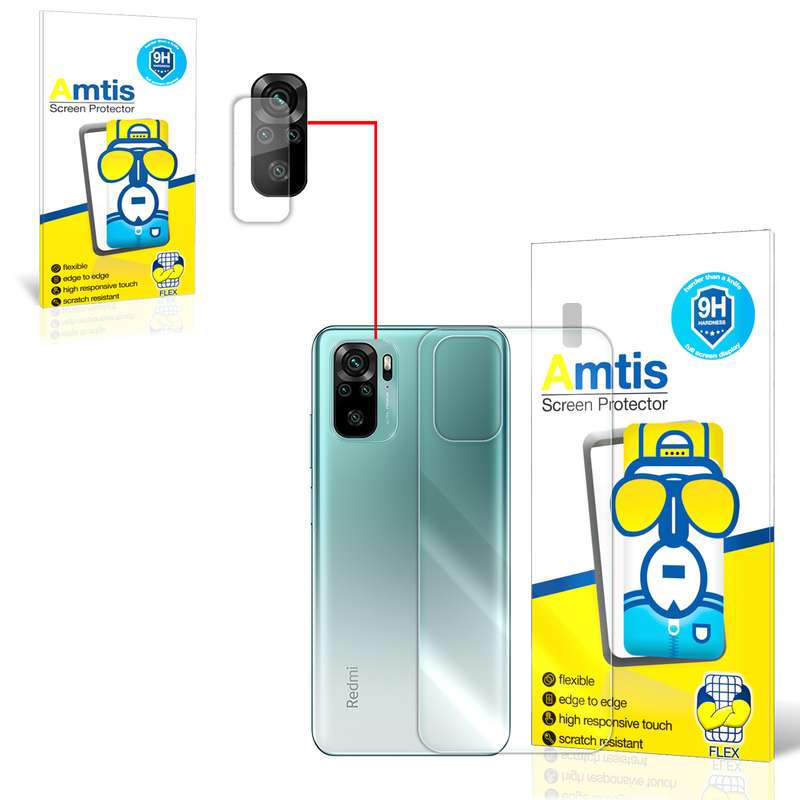 محافظ لنز دوربین امتیس مدل 10 مناسب برای گوشی موبایل شیائومی REDMI NOTE 10 به همراه محافظ پشت گوشی