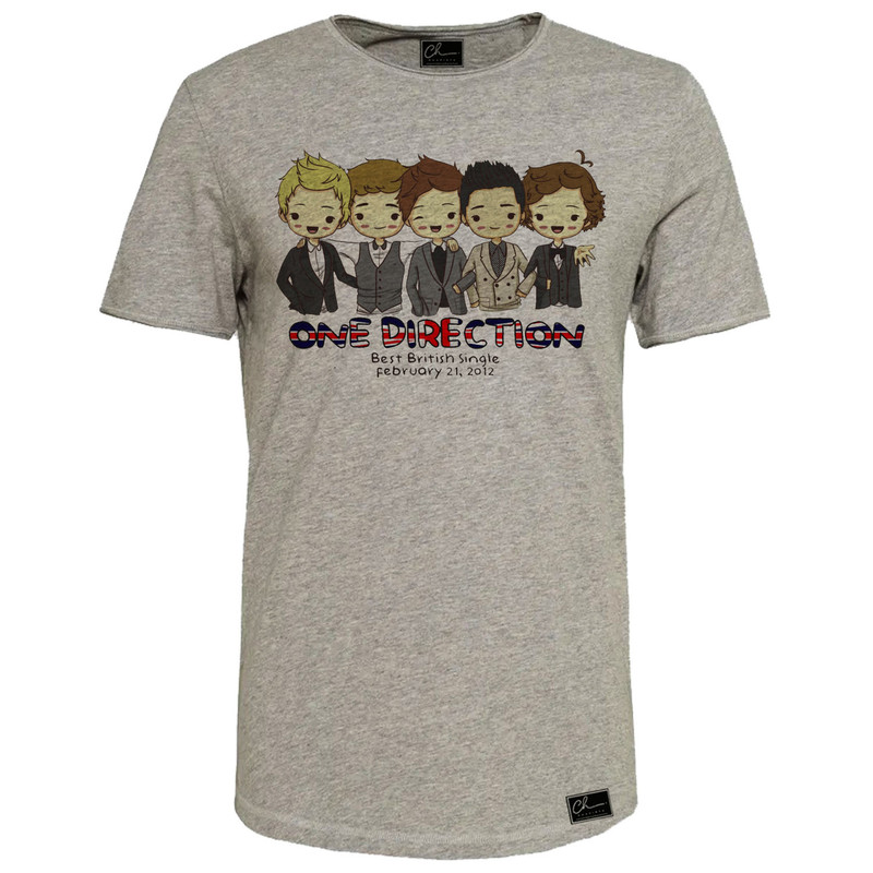 تیشرت آستین کوتاه مردانه مدل one direction کد J230 رنگ طوسی