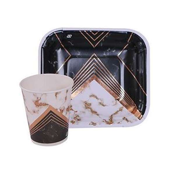 مجموعه 75 عددی تم تولد  طرح گرانیتی مشکی طلایی