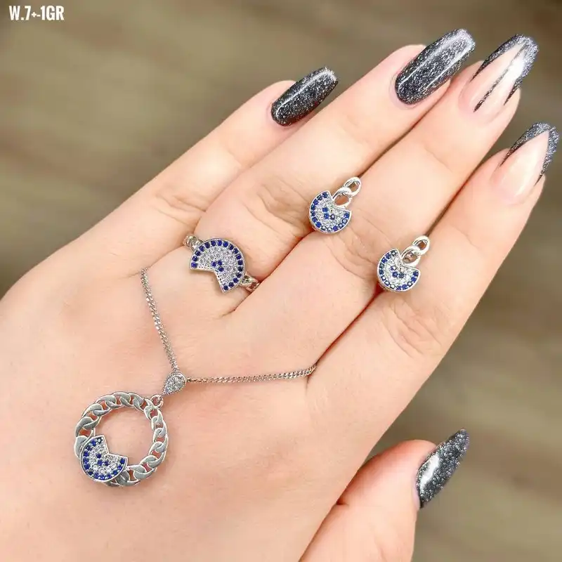 نیم ست نقره زنانه مدل چشم نظر MRJ2533