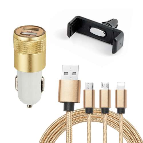 شارژر فندکی مدل 117002005 به همراه کابل تبدیل USB و پایه نگهدارنده