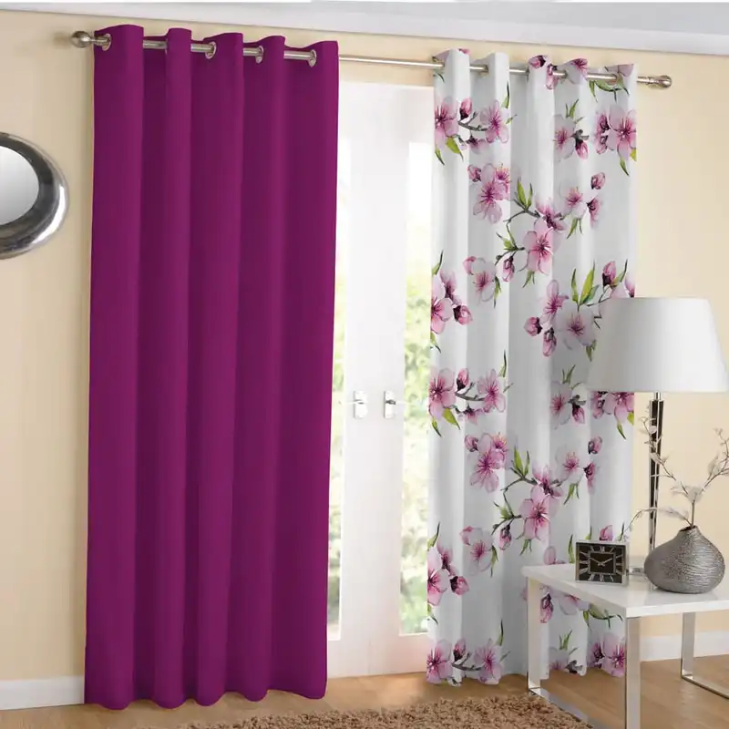 پرده مدل هازان چاپی طرح شکوفه کد 2106 سایز 280x140 سانتی متر