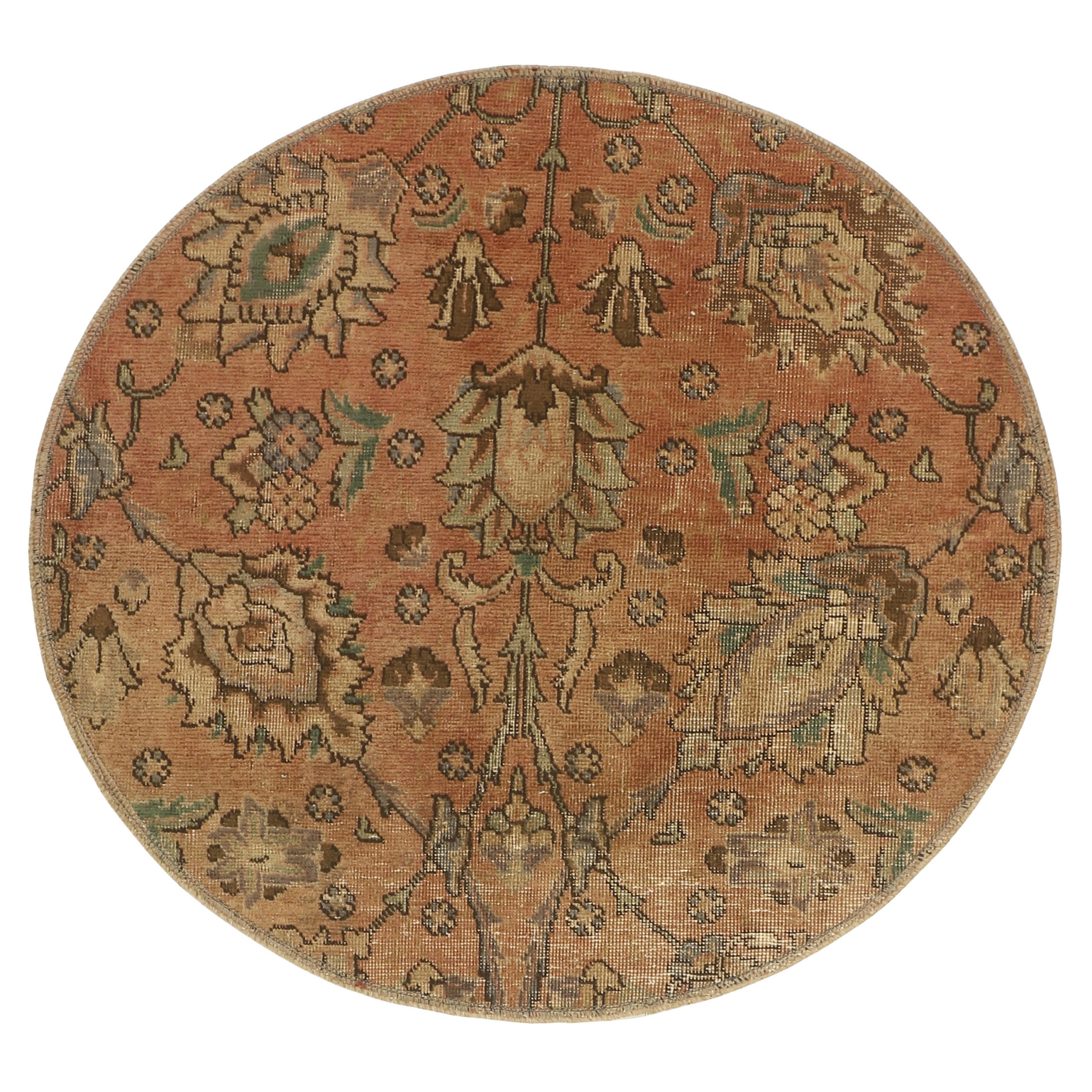 فرش دستبافت رنگ شده یک متری طرح وینتیج کد 537268