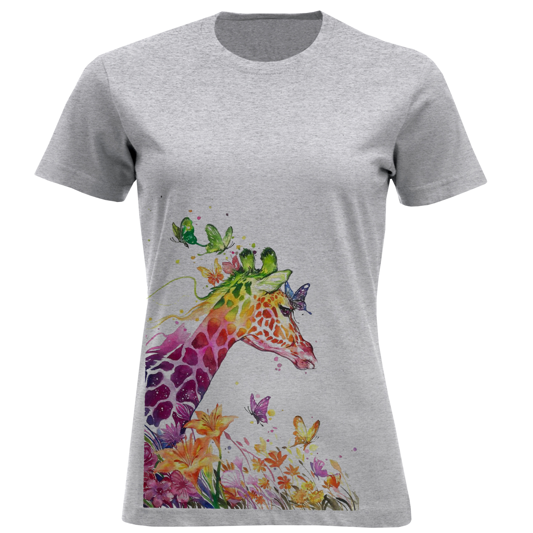 تی شرت آستین کوتاه زنانه مدل زرافه D986