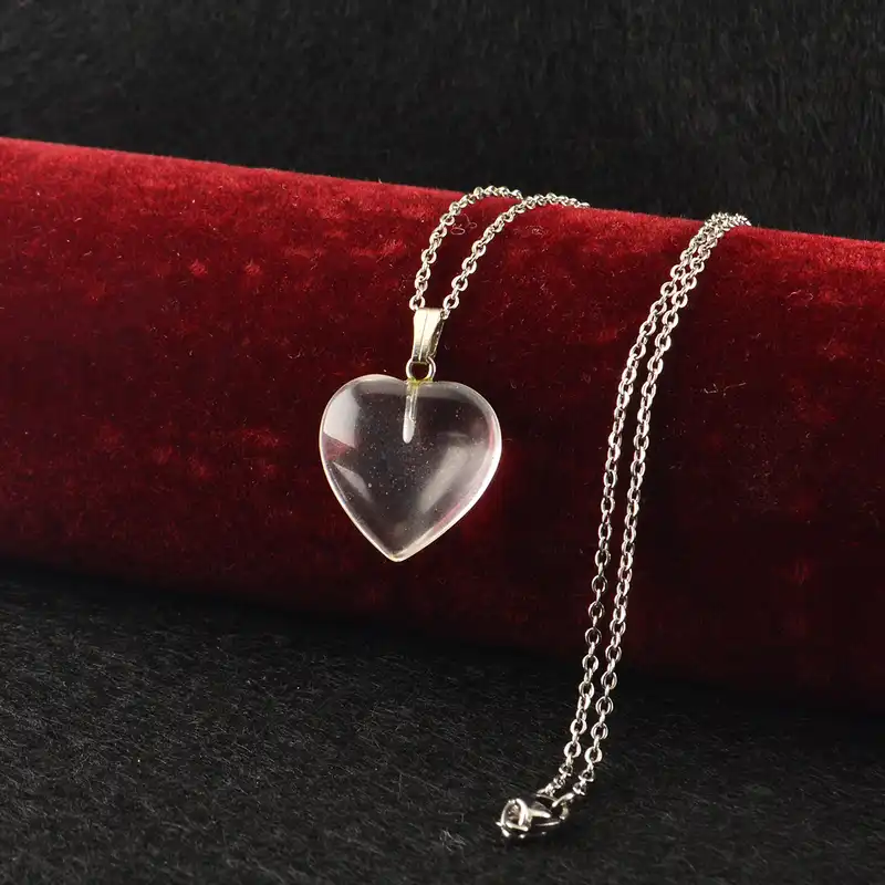 گردنبند زنانه مدل سنگ کریستال کوارتز طرح قلب