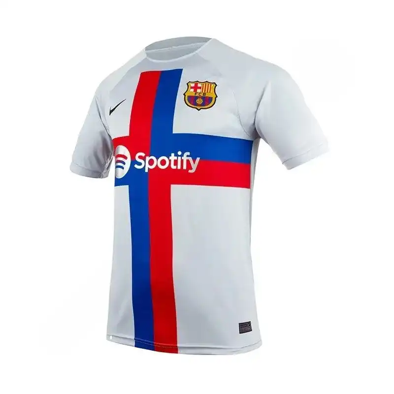 ست تی شرت و شلوارک ورزشی مردانه مدل فوتبال سوم بارسلونا NK-6632