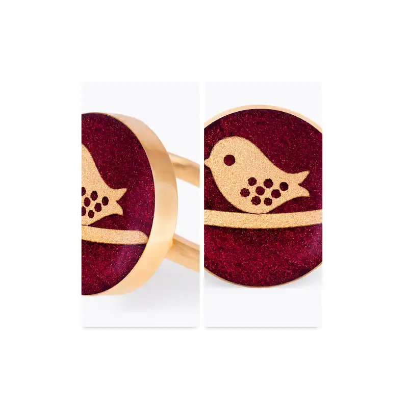 انگشتر زنانه زرسام مدل مرغ عشق