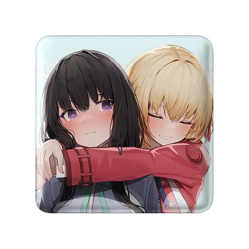 مگنت خندالو طرح چیساتو و تاکینا انیمه لیکوریس ریکویل Lycoris Recoil  مدل مربعی کد 23021