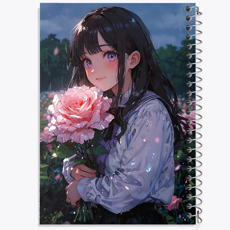 دفتر مشق 100 برگ خندالو طرح دختر انیمه ای کد F7002